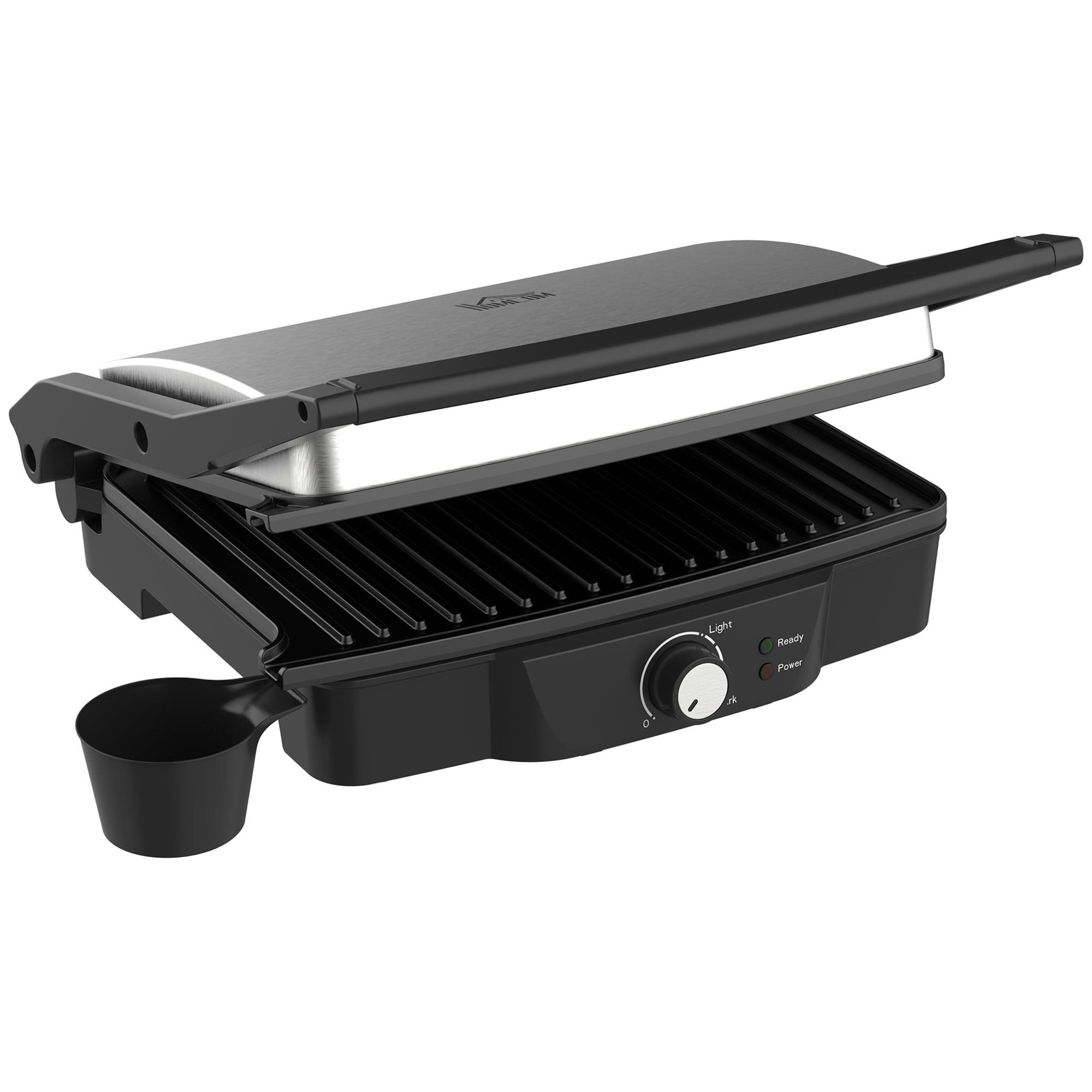 Opaque Onset Fordøjelsesorgan HOMCOM 4 Slice Panini Press Grill, Stainless Steel Sandwich Maker with  Non-Stick Double Plates, Locking Lids and Drip Tray, Opens 180 Degrees to  Fit Any Type or Size of Food - Walmart.com