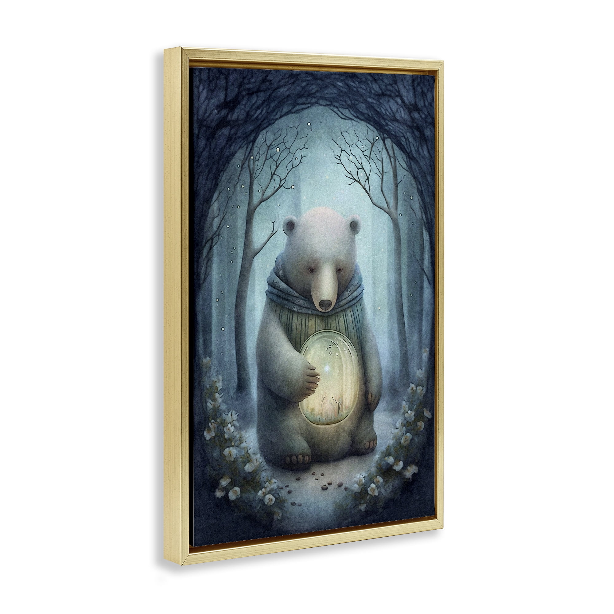 Stupell Industries Mystic Brown Bear Landscape Painting Gold Floater Framed Art Print Wall Art, 21 x 31