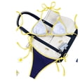 thumbnail image 5 of JSGEK Women Sexy Bikini Set Solid Color Extended Sizing Drawstring Detail Padded Support Beach Ready Padded Support Blue XS, 5 of 5