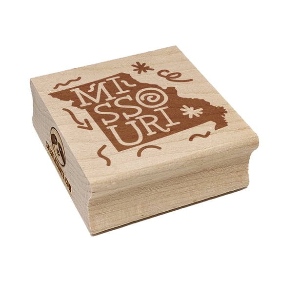 Missouri State with Text Swirls Square Rubber Stamp Stamping Scrapbooking Crafting - Small 1.25in