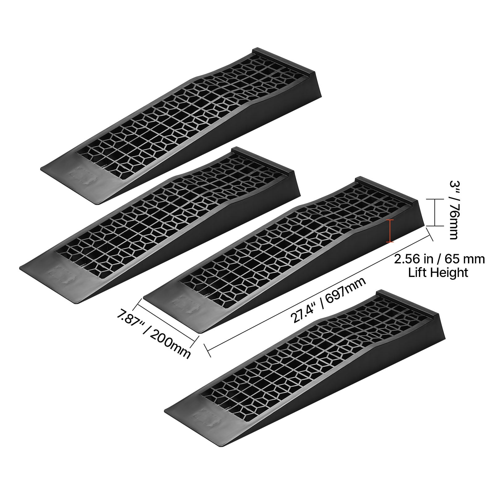 KFFKFF Set of 4 Car Ramps, 20,000 lbs Load Capacity, 2.56-inch Lift Height, Portable Low-Profile Ramps for Garage Maintenance and Oil Changes, Durable Design for Low Chassis Vehicles and Jack Support