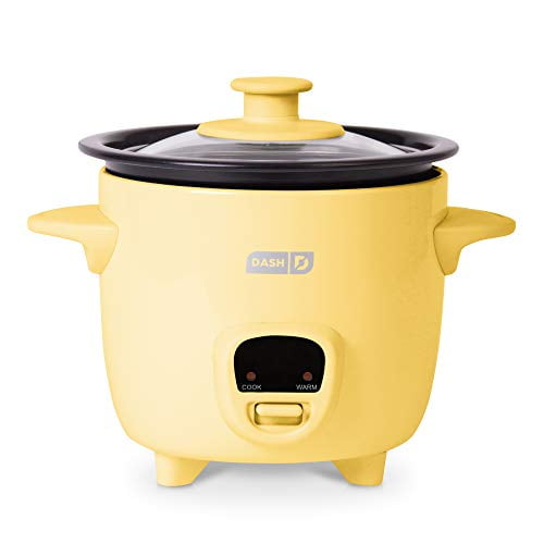 Dash DRCM200RMPY04 Mini vaporizador para arrocera con olla antiadherente extraíble, función de mantener caliente y guía de recetas, color amarillo