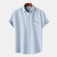 thumbnail image 2 of Jinhomg Waffle Knit Shirt for Men Lightweight Comfy Short Sleeve Button Down Hawaiian Shirt Casual Loose Basic Solid Vacation Beach Shirts 2025 Saving Light Blue XXXL, 2 of 10