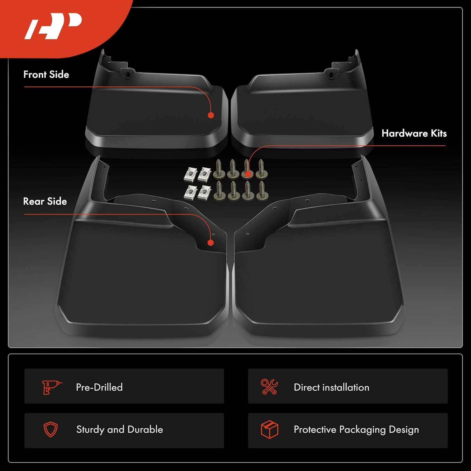 A-Premium Splash Guards Mud Flaps Mudguards Compatible with Jeep Wrangler JK Series 2007-2018 Front and Rear 4-PC Set