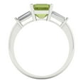thumbnail image 4 of 1.62 ctw 3 Stone Anniversary Ring for Women | Square Emerald Cut Natural Peridot | Hyperallergenic Solid 14K White Gold, 4 of 5