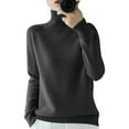 thumbnail image 2 of Womens Turtleneck Long Sleeve Sweater Tops Casual Soft Knit Fit Lightweight Basic Pullover Fall Work Outfits Black M, 2 of 4