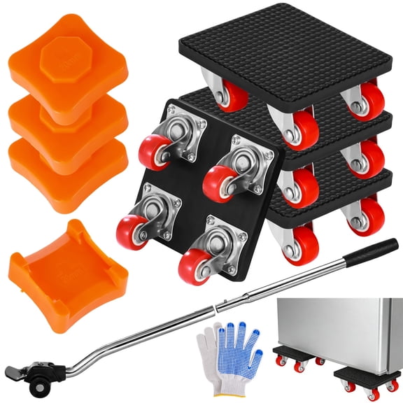 Heavy Duty Furniture Moving Tool Set – 360° Furniture Dolly with Wheels, Lifter, Gloves, up to 1100 lbs, for Sofas, Cabinets, Refrigerators & Washing Machines