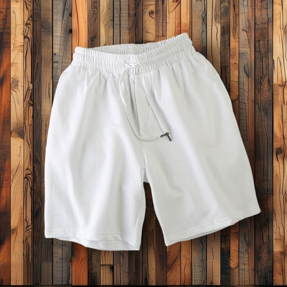 EaskTriop Men's Casual Shorts Quick Dry Summer Beach Shorts Elastic Waist Drawstring Solid Color Pocket Shorts Utility Shorts