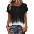 thumbnail image 2 of Karight Womens Ombre Henley T-Shirt Short Sleeve Rolled Cuff Graphic Tee Casual Loose Fit Summer Tops, 2 of 8