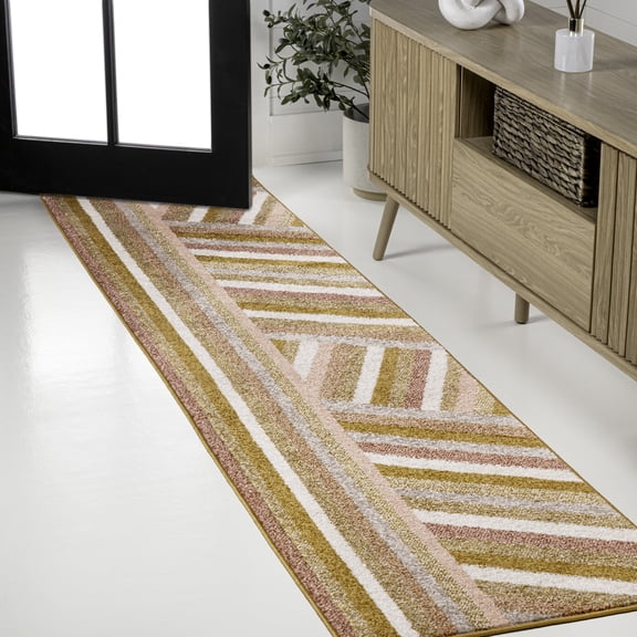 JONATHAN Y DAZZLE 2 x 8 Runner Rug, Retro Rainbow Stripe - Red/Gold/Cream, DZC102C-28