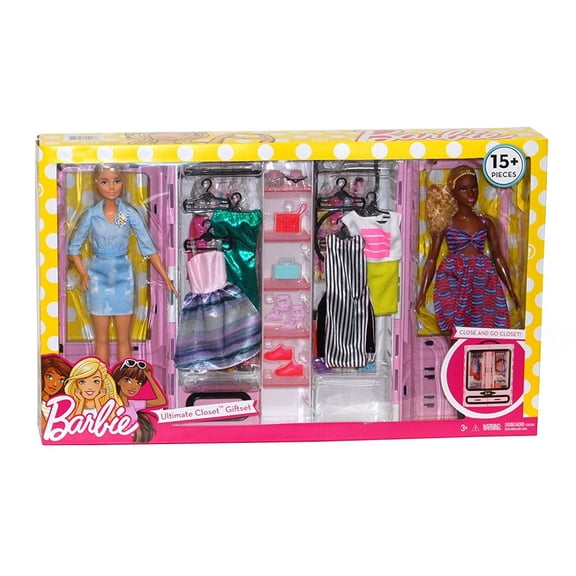 Barbie Doll Playsets - Ultimate Closet Giftset - 15 Pieces Includes: 2 Dolls, Closet, Clothes