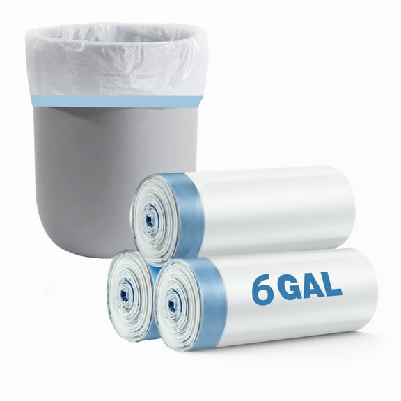 FITE ON (3 PCS) 6 Gallon Trash Bags, Large, 27.6" White