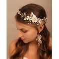 thumbnail image 2 of Elegante flor de perlas de cristal para novia, diadema de perlas para mujer, tocado nupcial (dorado) para boda, fiesta, graduación, 2 of 5