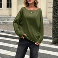 thumbnail image 5 of Womens Off The Shoulder Tops Oversized Tshirts Long Sleeve 2026 Casual Basic Tees, 5 of 7
