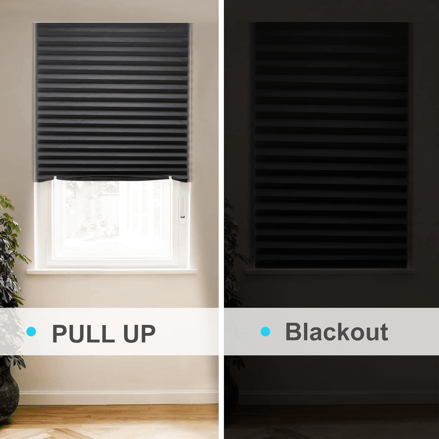 MYshade 6 Pack No Tools Temporary Blackout Paper Shades for Windows(Black, 36" W x 72" H)