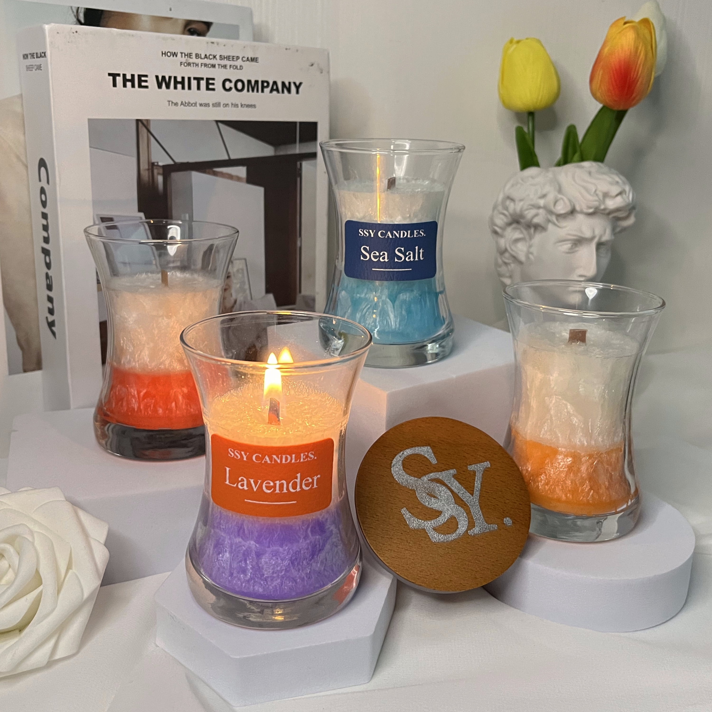 Sea Salt Scented Candles for Home-Jar candles 3.5 oz - Wooden Wick Candle-Candles Gift for Women -Aromatherapy candles