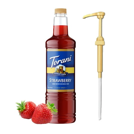 Torani Sugar Free Strawberry Flavouring Syrup, 1 Liter   Gold Pump