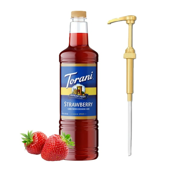 Torani Sugar Free Strawberry Flavouring Syrup, 1 Liter   Gold Pump