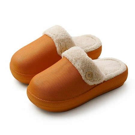 

CoCopeanut Winter House Waterproof Couples Platform Shoes Warm Women Fur Slippers Soft EVA Sole Bedroom Home Ladies Slides Detachable