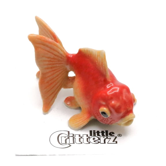 Little Critterz Fish Fantail Goldfish "Fancy" - Handcrafted Home Decor Reptile Decorative Figurine - Miniature Porcelain Figurine