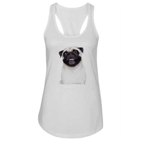 Smiling Pug Dog Racerback Tank Women -Image by Shutterstock, Female Large