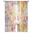 thumbnail image 3 of Spring Floral Sheer Curtains 84 Inches Long 2 Panels Set, Window Sheer Curtains for Living Room/Bedroom, Elegant Watercolor Botanical Summer Flower Light Filtering Rod Pocket Curtain 52'' x 84'' x 2, 3 of 7