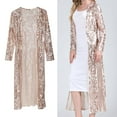 thumbnail image 2 of Yunhgft Women's Club Cardigan Sequin Jacket Long Sleeve Open Front Elegant Jacket Coat Golden, 2 of 9