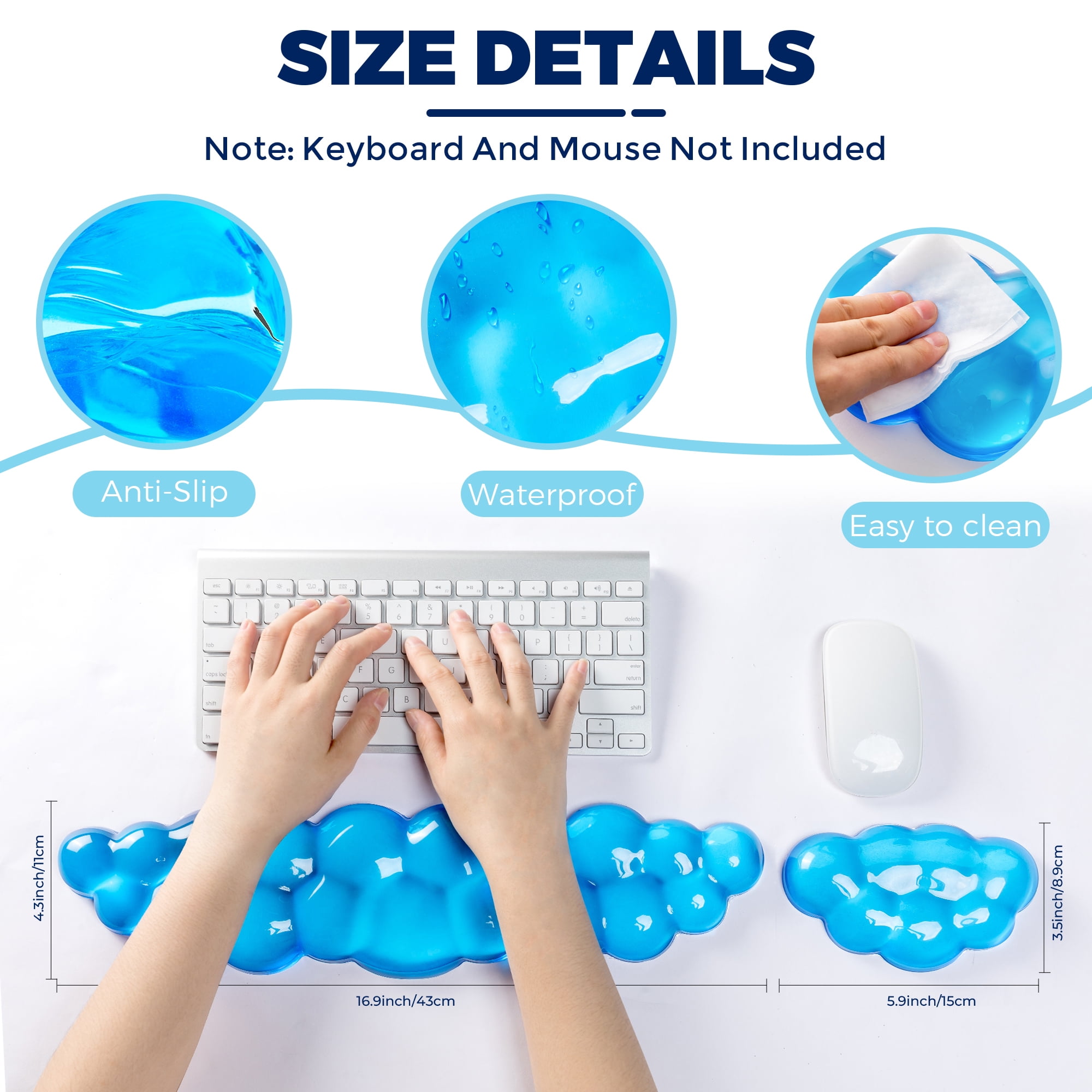 ABRONDA Gel Cloud Keyboard & Mouse Wrist Rest Set - Cloud Keyboard Wrist Rest Pad & Mouse Support for Office Gaming Pad Computer Laptop Ergonomic Comfortable Pain Relief- Cloud Pad Set