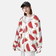 thumbnail image 4 of Pofeuu Watermelon Print Sun Protection Outdoor Lightweight Full Zip UV Cooling Hoodie Long Sleeve Summer Clothing for Outdoor Hiking-Large, 4 of 5