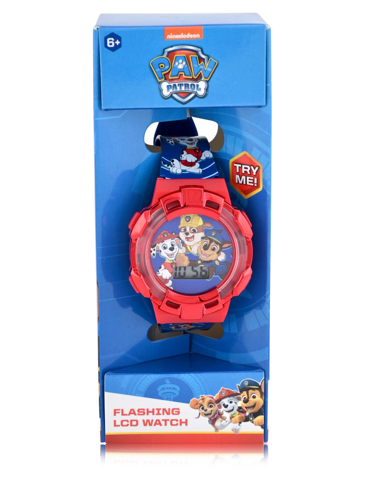 Paw Patrol Kids Flashing Lights LCD Watch with Printed Strap PAW4514WM
