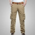 thumbnail image 2 of IROINNID Cargo Pants for Men Casual Outdoor Relaxed Fit Sweatpants Full Length Cargo Cotton Pants with Multi-pockets,Khaki, 2 of 9