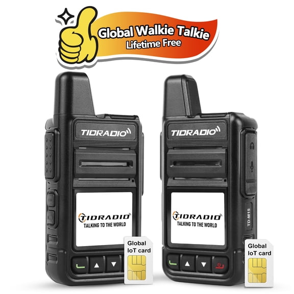 TIDRADIO TD-M15 Lifetime Free Unlimited Range Rapid Global Walkie Talkies PTT Push-to-Talk Over Cellular Nationwide 5000  Miles POC 4G LTE Handheld Long Range Two Way Radio for Team Management -2pack