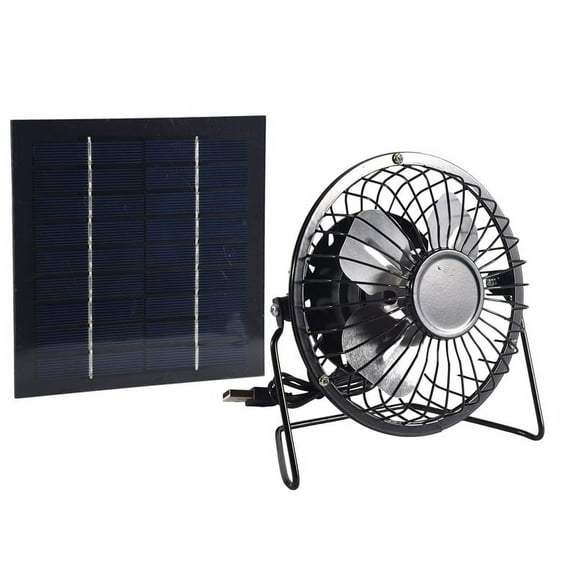 Mini Solar Panel Powered Ventilator Fan Portable 5W 4 Inch Greenhouse Solar Exhaust Fan f，0k1038