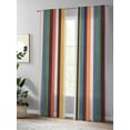 thumbnail image 4 of Vintage Color Stripes Sheer Curtains 96 Inch Long 2 Panels, Orange Green Blue Striped Retro Line Light Filtering Rod Pocket Semi Sheer Curtains, Sheer Voile Drapes for Living Room Bedroom, 52"x96", 4 of 5
