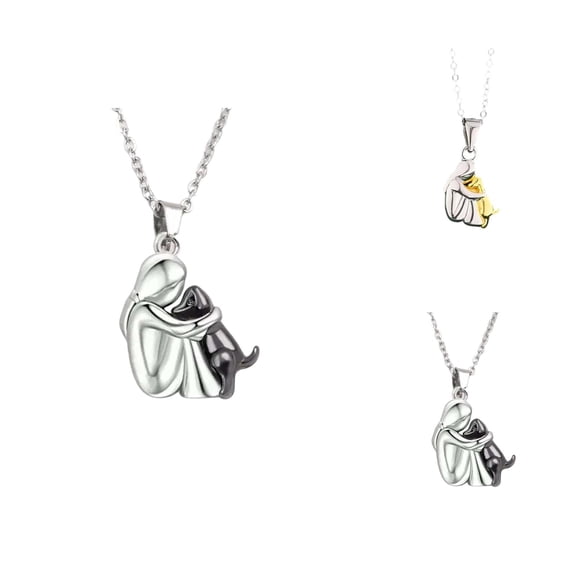 Necklaces for Women 2026 Fashion Cute Hugging Dog Pendant Necklace Dog Lovers Jewelry Gift