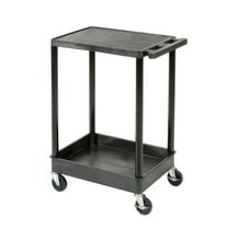 Luxor 330475 Flat Top Shelf 2 Shelf Plastic Utility Cart, 24 x 18 in. - 300 lbs