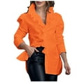thumbnail image 2 of BLTIBY Women Button Down Shirts Autumn Long Sleeve Solid Color Casual Loose Jacket Blouses Lightweight Fashion Top with Pocket 2024 Orange XXL, 2 of 6