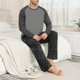 thumbnail image 2 of ZUKMRJPC Men's Pajama Sets Loungewear Long Sleeve Cotton Shirts and Plaid Pants Sleepwear Soft Mens Pjs Lightweight Comfy Sleep Sets, 2 of 7