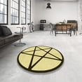 thumbnail image 4 of Ahgly Company Machine Washable Indoor Square Transitional Sun Yellow Area Rugs, 3' Square, 4 of 7