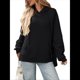 thumbnail image 1 of Sudadera con Capucha de Gran Tamaño para Mujer, Informal, de Larga, de Punto, con Cordón Ajustable, Abertura Lateral y Bolsillo Negro XXL, 1 of 10