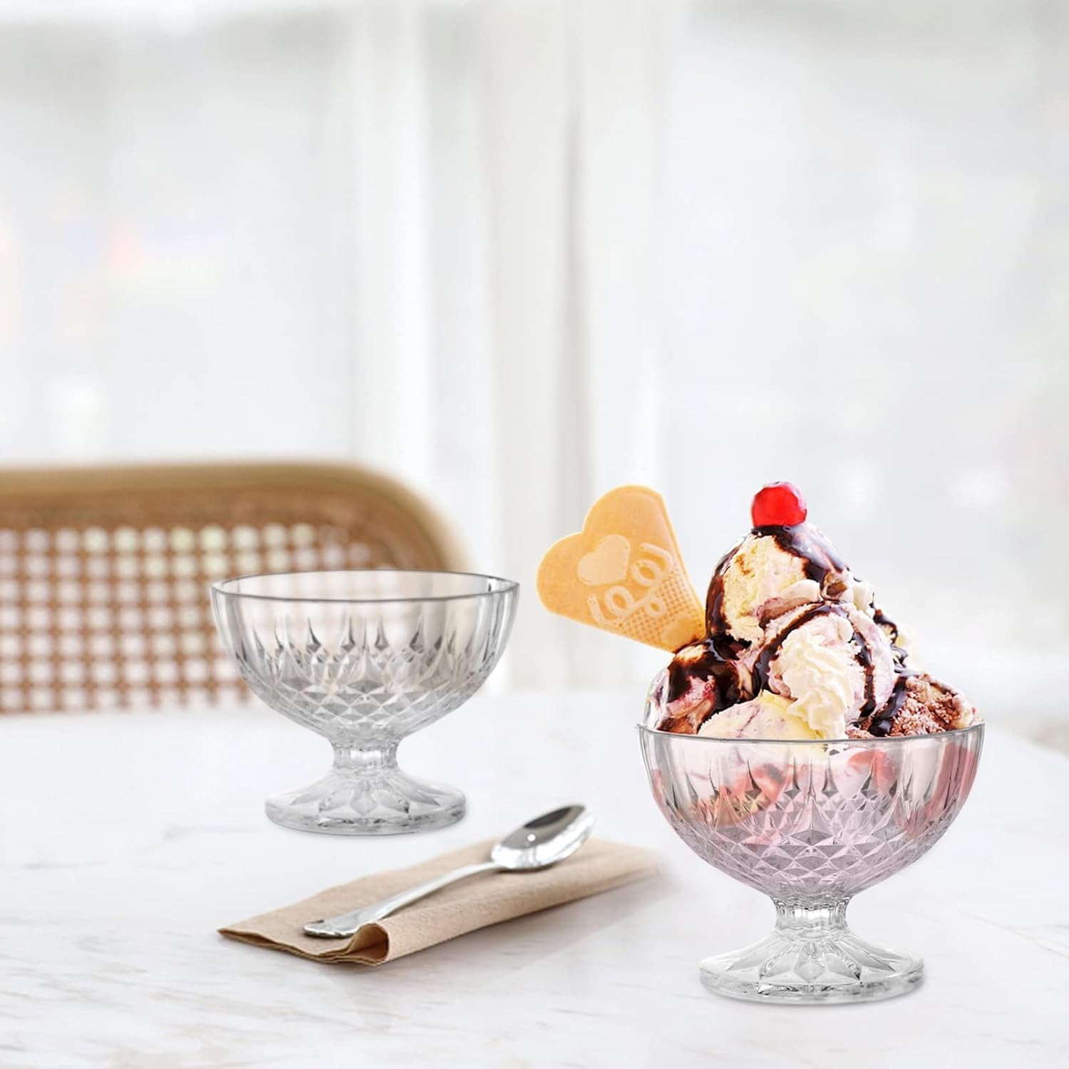 Acrylic Ice Cream Bowl 6 Pack Dessert Bowls Serving Bowls Clear Footed Dessert Cup Small Cute Footed Tulip Clear Dessert Cups Reusable Parfait Appetizer Cup for Dessert Ice Cream Pudding Walmart