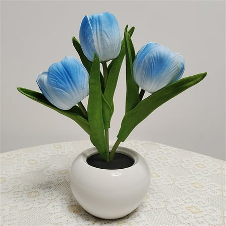 

Tulip Lamp Lights Battery/Rechargeable Table Lamp Desk Lamp Led Simulation Tulip Night Light with Vase Night Light Gift For Mom.Grandma Wife