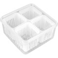 thumbnail image 1 of Contenedores de almacenamiento de alimentos con tapas herméticas, caja de conservación de cebollino, contenedor de conservación de alimentos frescos, drenaje (4 unidades, cuadrados), 1 of 5