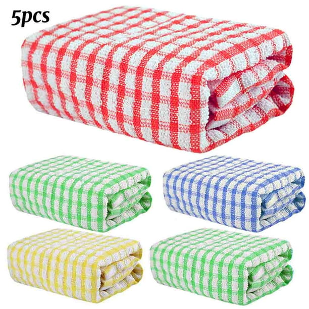 Paños de cocina súper absorbentes de 5 piezas, toallas de algodón para platos, trapos de lavado de secado rápido antiadherentes, color aleatorio, 38x69cm Methold HA001494-02