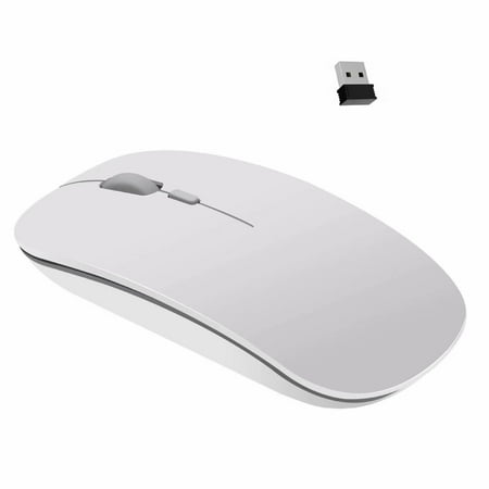 ZMART Rechargeable Wireless Mouse,2.4G Slim Mute Silent Click Noiseless Optical Mouse with USB Receiver (Stored at Bottom of The Mouse) Compatible with Notebook, PC, Laptop, Computer,