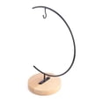 thumbnail image 5 of Micro Landscape C-shaped Iron Holder Wooden Base Suspension Glass Vase Rack 29*17cm - Black, 5 of 6