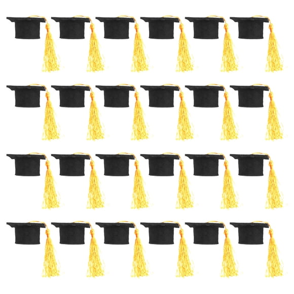 24 adornos para birretes de graduación, mini birretes con borlas, adornos para cupcakes de graduación 2025, decoraciones para tartas de la clase 2025, suministros para recuerdos de fiesta de graduac