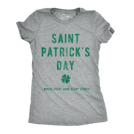 Womens Saint Patricks Day Where Every Good Story Starts Tshirt Funny St Paddys Day (Best Way To Start A Tshirt Business)