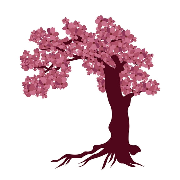 Cherry Blossom Tree Wall Stickers - Removeable- Vinyl Decor -Kids Girls Nursery Bedroom Wall Decal - Home Living Room Floral Art Wall Sticker -Size 9" x 10".