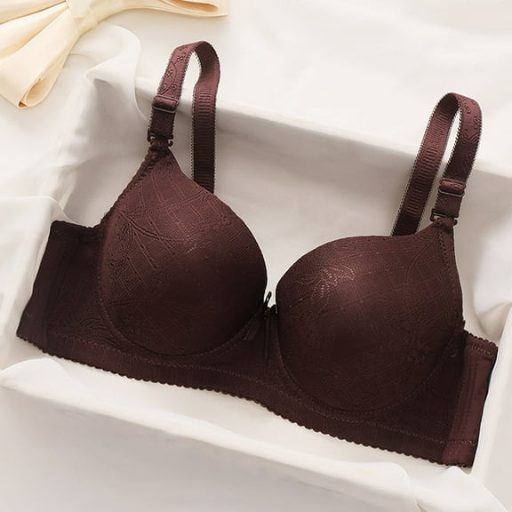 Bras for Women Supportive Wireless Push Up Bra Ndbuld Women's Solid Color Backless Sexy Seamless Push-Up U-Shaped Beautiful Back Underwear Everyday Bras Coffee XL
